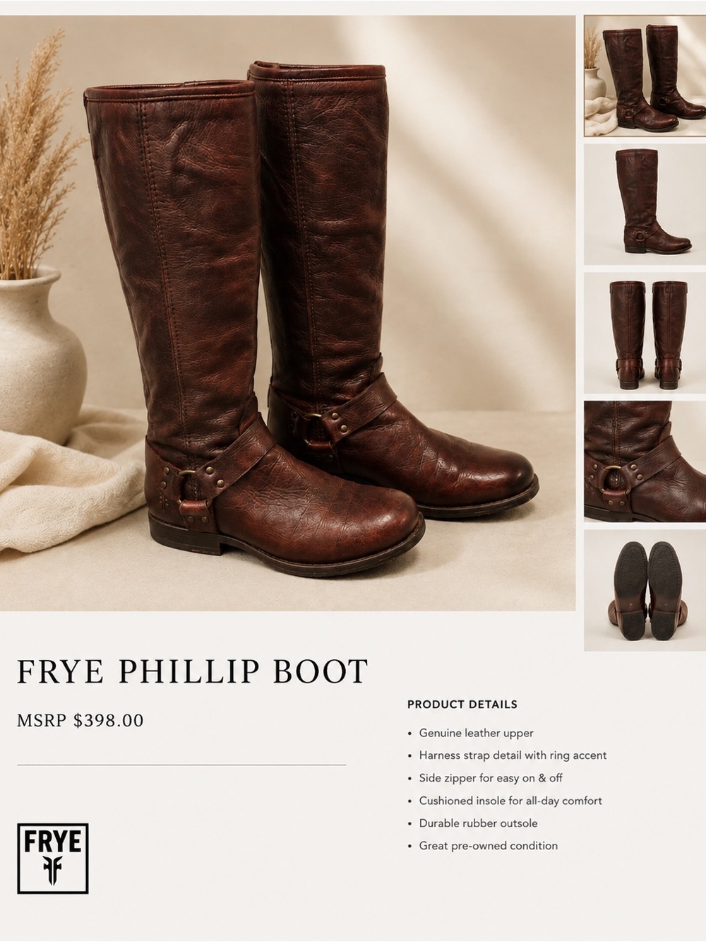 Frye Tall Harness Riding Boot in Dark Brown Leather